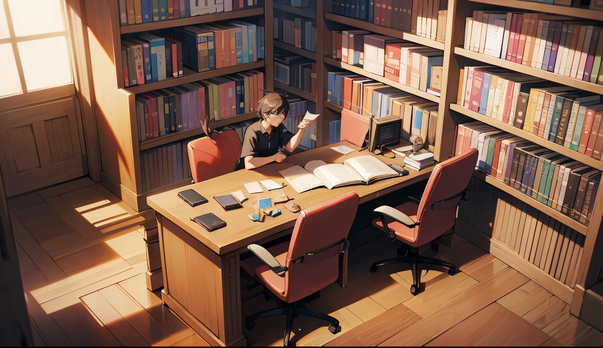 generate a library room rezervation scedule, cartoon type, HD --auto --s2