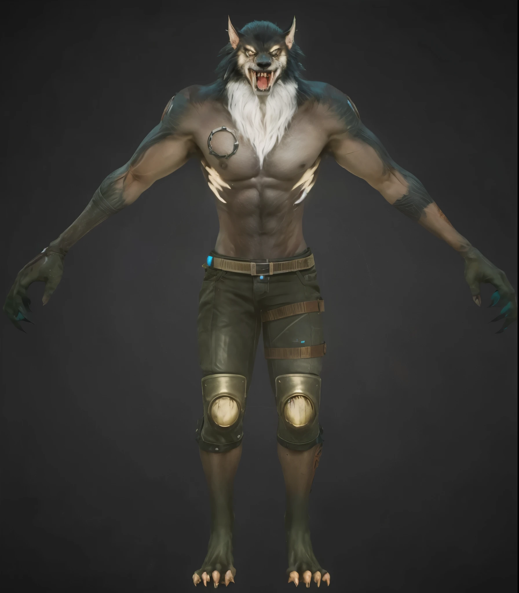 (masterpiece),(best quality:1.0),(ultra high resolution:1.0),monster, werewolf, menacing look,claws, wolfteam, face focus, 8k wallpaper, full body, small head