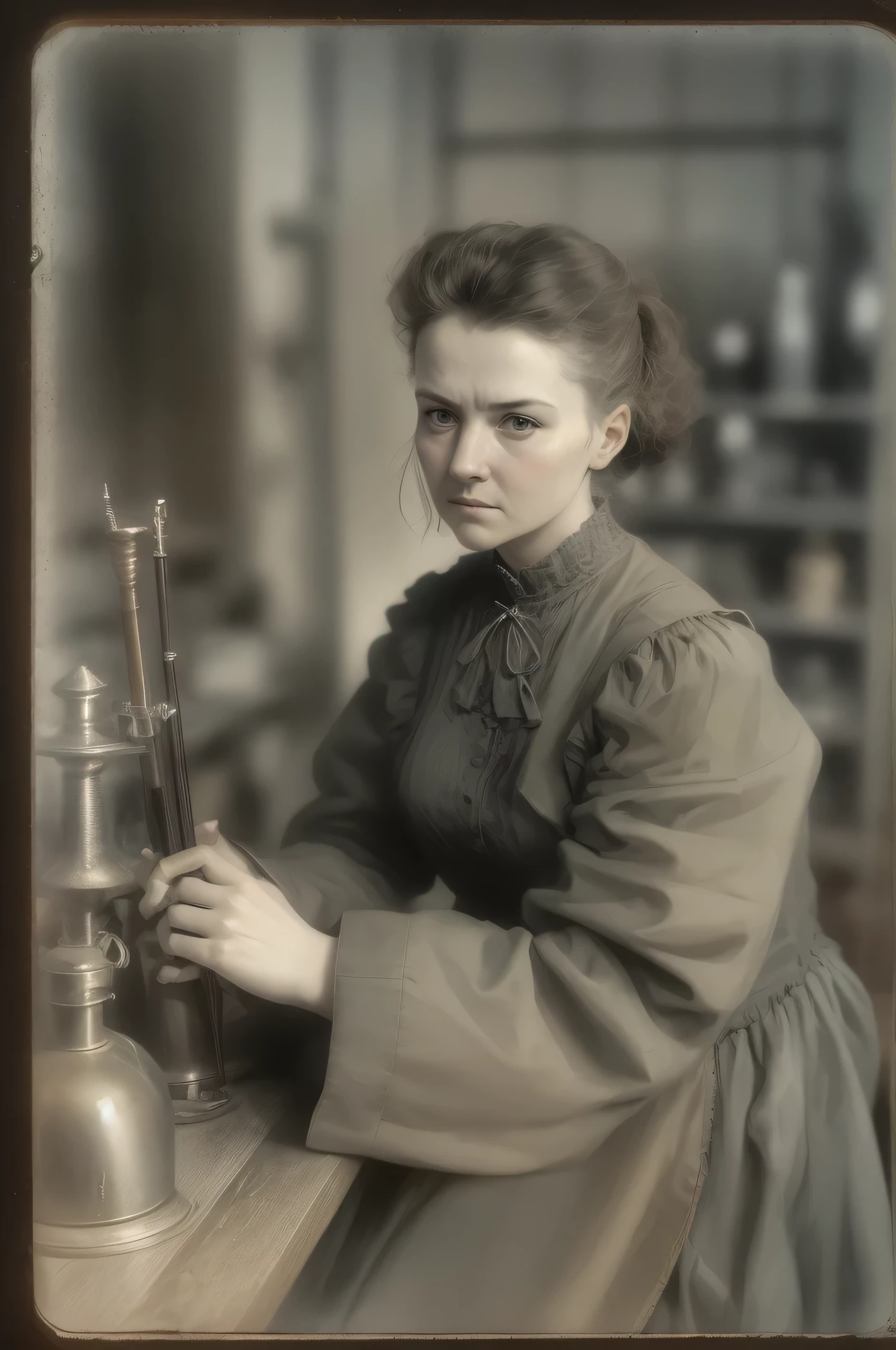 Marie Curie works with uranium