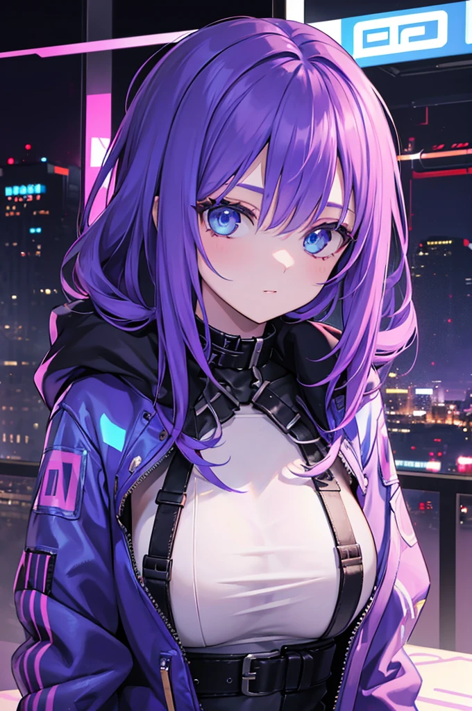 top-quality、Top image quality、masterpiece、girl with((18year old、Best Bust、big bast,Beautiful purple eyes、Breasts wide open, Blue hair ponytail、A slender、Large valleys、、Reflecting the whole body、Red face、Slippery texture、Blue Hoodie、Black bra、White pants、Undressing Pose、))hiquality、Beautiful Art、Background with((Office at night)))、,masutepiece、visualart、depth of fields、