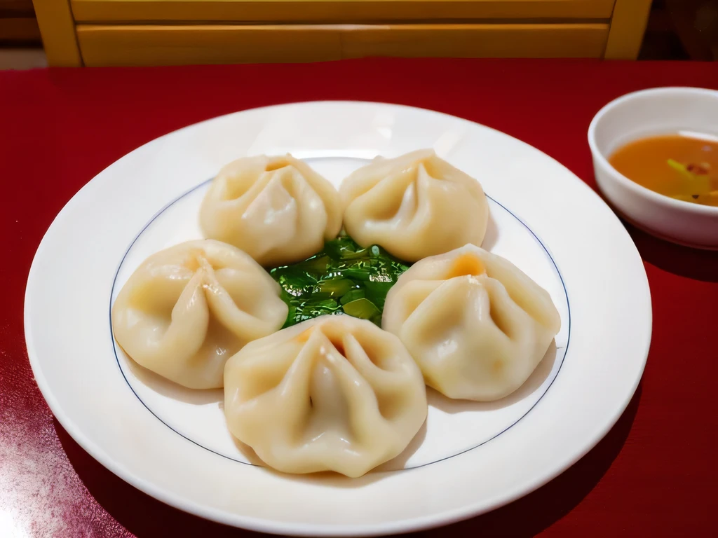 A plate of dumplings，A lot of dumplings，Chinese dumpling food，cooked dumplings，Clean common areas，tmasterpiece