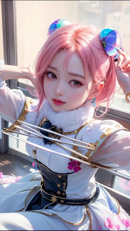 (8k, RAW photo, photorealistic:1.25) ,( lipgloss, eyelashes, glosace, glossy skin, best quality, ultra highres, depth of field, chromatic aberration, caustics, Broad lighting, natural shading,Kpop idol) looking at viewer with a serene and goddess-like happiness,