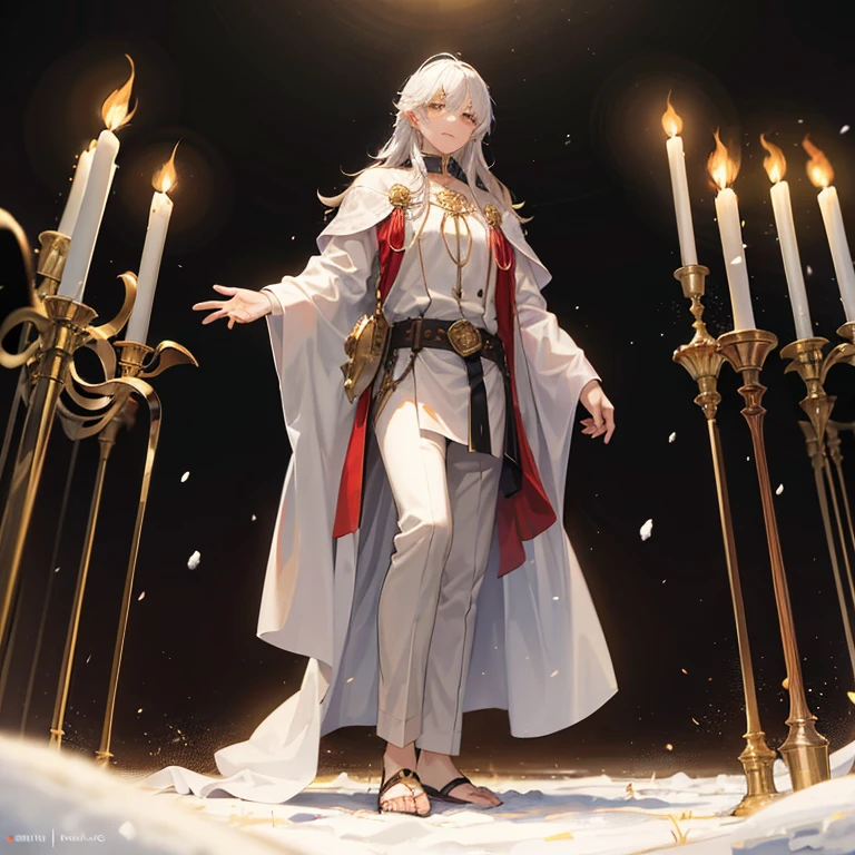 And I turned to see who was talking to me. And when I turned, I saw seven golden candlesticks; and in the midst of the seven candlesticks, one like the son of Home, clothed in a long garment down to his feet and girded about his chest with a golden belt. And his head and hair were white like white wool, like snow, and his eyes were like a flame of fire; and his feet were like shining brass, as if he had been refined in a furnace; and his face was like the sun, when in its strength it shines. He is Jesus, with the fart part completely closed.