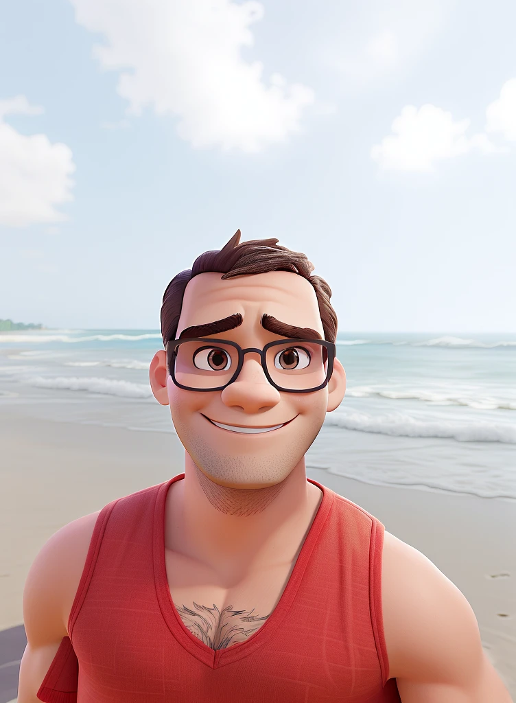 Um homem estilo Disney Pixar, shirtless wearing high quality glasses, melhor qualidade