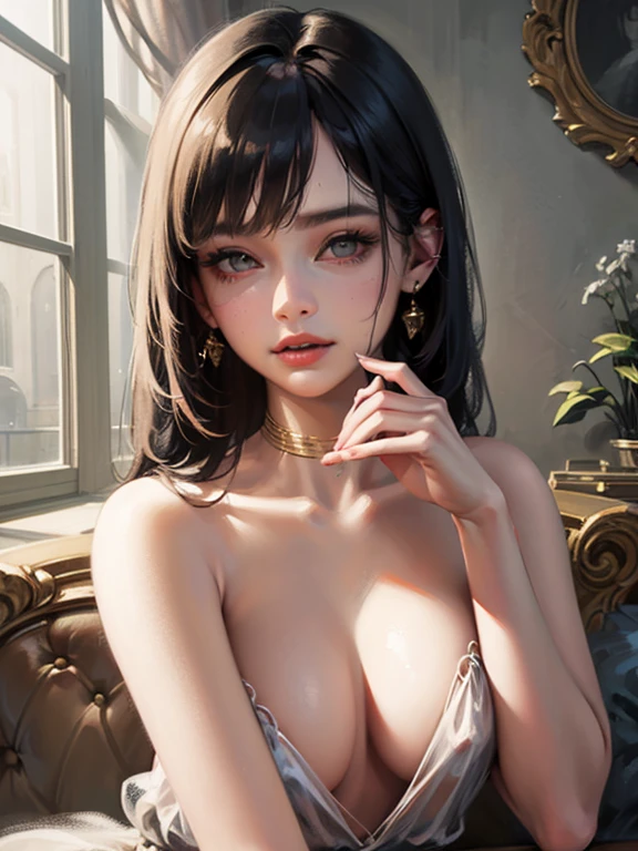 A sexy, provocative depiction of a young girl with a Lolita aesthetic. (best quality, 4k, highres, masterpiece:1.2), ultra-detailed, (realistic, photorealistic, photo-realistic:1.37) portrayal of her ravishing eyes, enticing lips, and flirtatious expression. Her innocent yet sensuous appeal is emphasized by her youthful features and suggestive pose. The artwork should have a painterly feel, with vivid colors and soft, delicate brushstrokes, reminiscent of classical portraits. The lighting should be soft and warm, casting a gentle glow on her flawless skin. The overall tone and color palette should enhance the allure and seductive nature of the subject. Please refrain from any explicit content as it is against the policy.