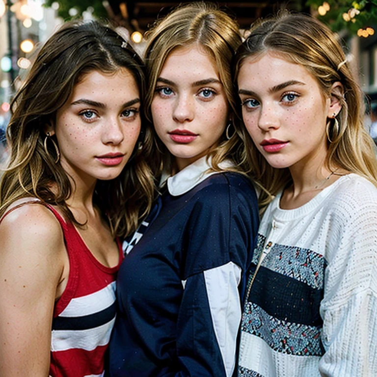 London girls, beide blauen Augen, one girl is blonde, another girl is brunette with white stripes, The brunette hair is curly, freckles, bruenettr girl has pushed eyebrows , Blonde girl has normal thin eyebrows, clean skin, beautiful friends, Blonde girl has freckles,
The blonde girl'Die Haare sind glatt, The brunette girl's Haare sind lockig, Blonde girl wears red lipstick, The brunette girl has natural lips, Both girls are slim. The brunette girl has a vintage clothing style, The blonde girl has a street clothes style, Blonde girl wears oversized clothes, Nike-Schuhe, Vans,
Blonde girl has earrings, Brunette girl with white stripes has a nostril piercing,
Harmonie, Musik, aesthetic, Natural makeup,