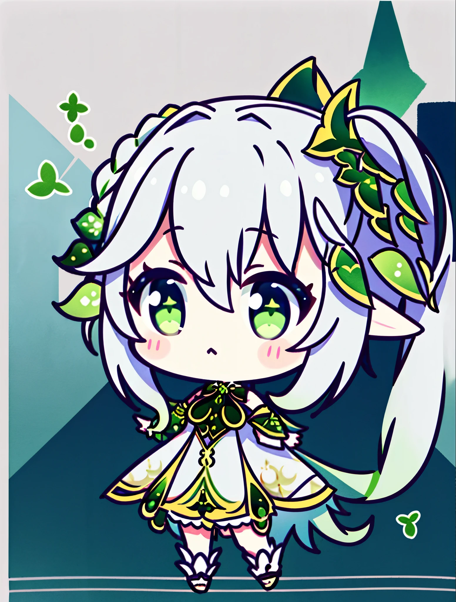 Nahida, tchibi, full bodyesbian, white Background with, solidBackground with, Background with, high detal, hyper HD