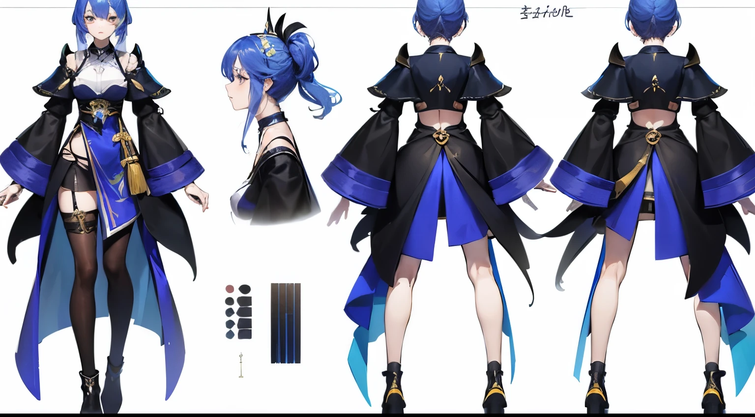 tmasterpiece, Character reference sheet, Best Character Design Table, 1人の女性, 20yr old, ((Azure fantasy character)), dressed in《blade and soul》and granada espada mixed clothing, Complete whole body, ((Only 1 perspective、1 front view and 1 rear view)) Light theme clothing design, Symmetrical elements in clothing, Clothing simulation detection like CLO, marvelous designer, 8K分辨率, Ultra HD image output