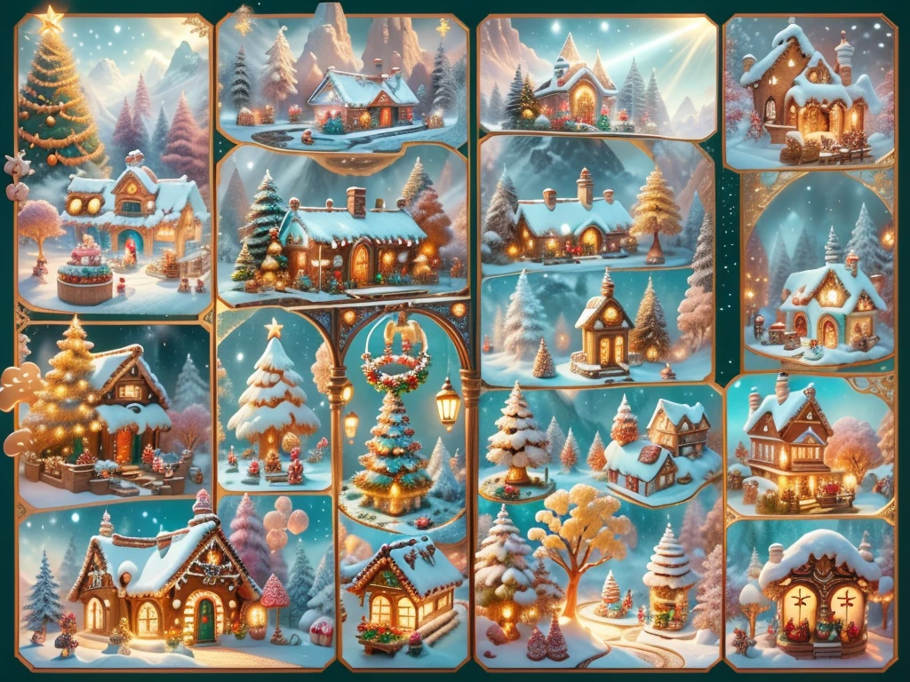 (tmasterpiece),(ultra - detailed:1.3),(Close-up: 1.8), Best quality,(棉花糖一样的白yuki:1.2),(Christmas courtyard in blue fairy tale:1.6),(蓝色门上圣诞decorationlower ring: 1.8),(suns),(((Delicious candies in front of the door,Christmas tree, gifts, Christmas stockings, cute gingerbread man,chocolate house splash))), Illustration style, decorations, Fantasy Christmas small courtyard, Lovely design style, yuki,rays of sunshine,vivd colour、 ((Whimsical and charming fantasy)), Surreal portrait, (Fantasy themed Christmas cabin), (Whimsical Christmas Accessories), (Colorful, Landscape full of candy), (enchanting, 神奇的Christmas tree), (A vibrant one, Candy-colored courtyard), (Candy Road), (blue candy door) in distance, (Like a mirror, 不对称tmasterpiece钟表配件), (Rich, fantasticcolors), (温暖的rays of sunshine), (four dimensional dream), (enchanting atmosphere), (Playful composition), (生动的rays of sunshine效果), 1.4x realism,hyper HD,Shown in this beautiful scene,(Very meticulous,Reasonable design,Clear lines,High- sharpness,tmasterpiece,offcial art,movie light effect,8K)