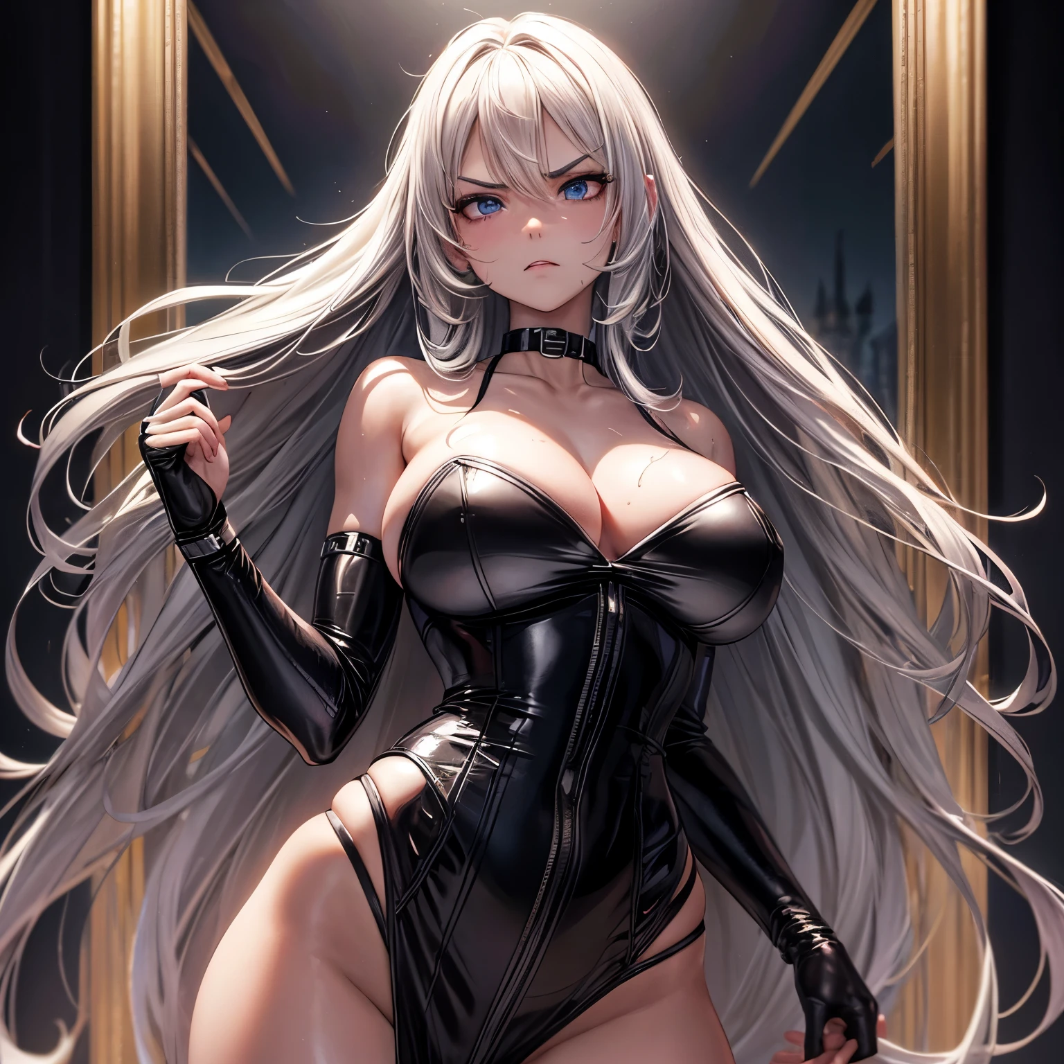 Angry Face, BDSM,slave,Rubber,Black Corset,Bondage,Collar,NSFW,((Best Quality, 8k, Masterpiece:1.3))), Crisp Focus: 1.2、(Layer Cut, Big:1.2),Beautiful Woman with Perfect Figure: 1.4、Slender Abs:1.2、Wet Body:1.5、Highly Detailed Face and Skin Texture、Detailed Eyes、Double Eyelids,Long Hair