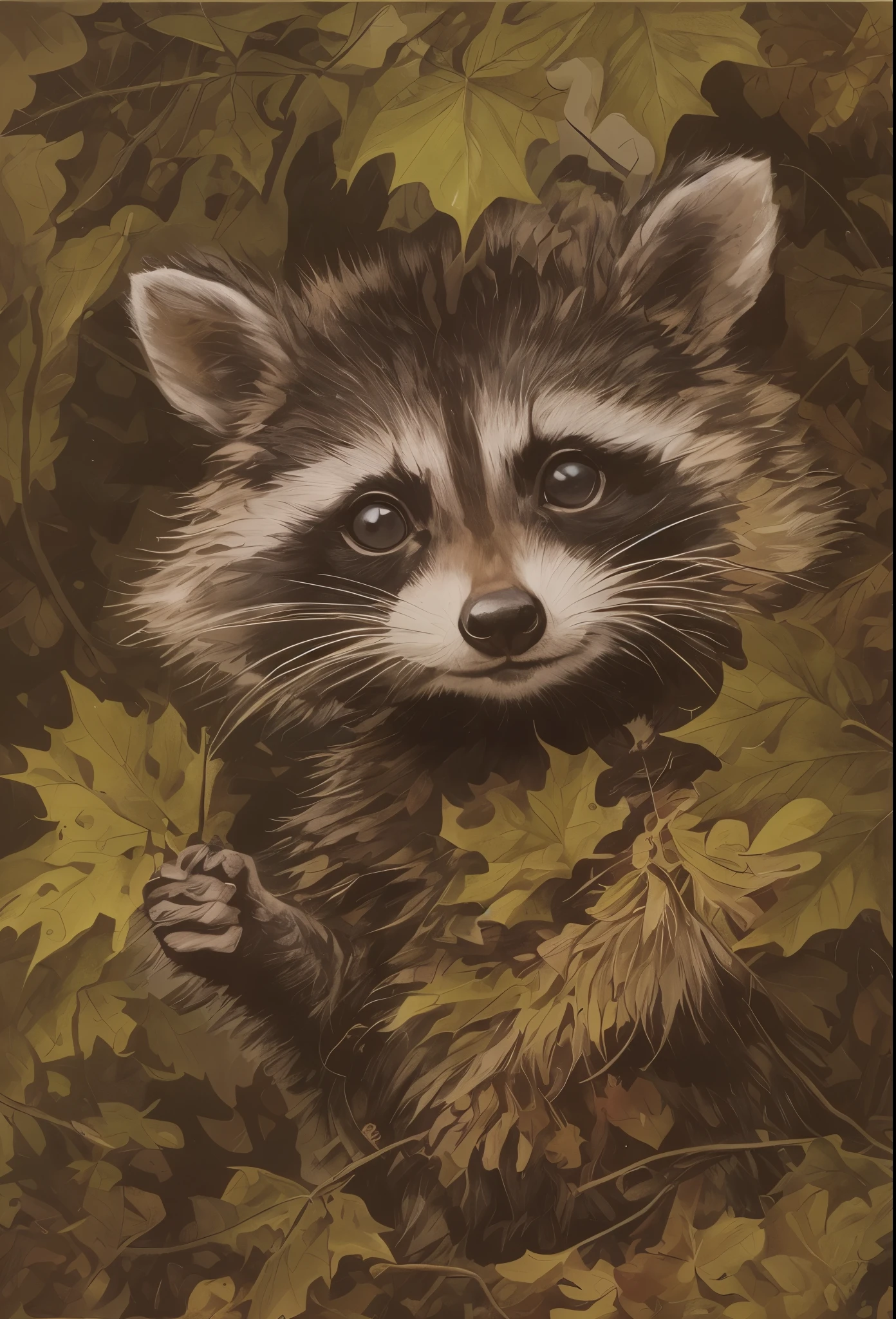 painting of a raccoon in a jacket and jacket standing in a cave, adorable digital painting, rob rey, anthropomorphic racoon, inspired by Jean-Léon Jérôme, inspired by Johannes Helgeson, portrait of a gnome called eldon, Jean Baptiste monge, jean - baptiste monge, Brian Despain
