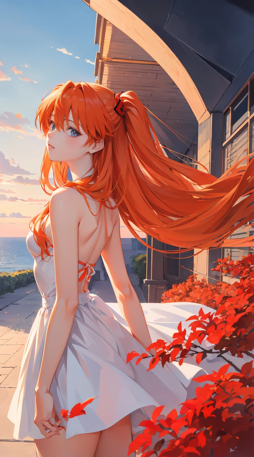 (tmasterpiece, quality, Best quality at best, offcial art, Beautiful and beautiful:1.2)Soryu Asuka Langley, Long orange hair，Shin Evangelion，rcasual