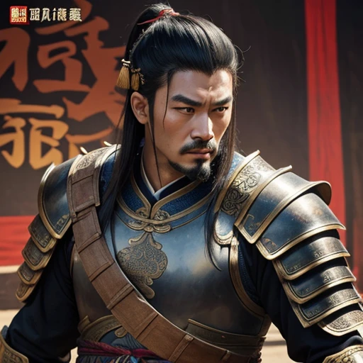 oriental、man in ancient chinese armor、ancient chinese hairstyle man、three kingdom、multiple warlords、top-quality、​masterpiece、超A high resolution、(Photorealsitic:1.4)、Cinematic poster