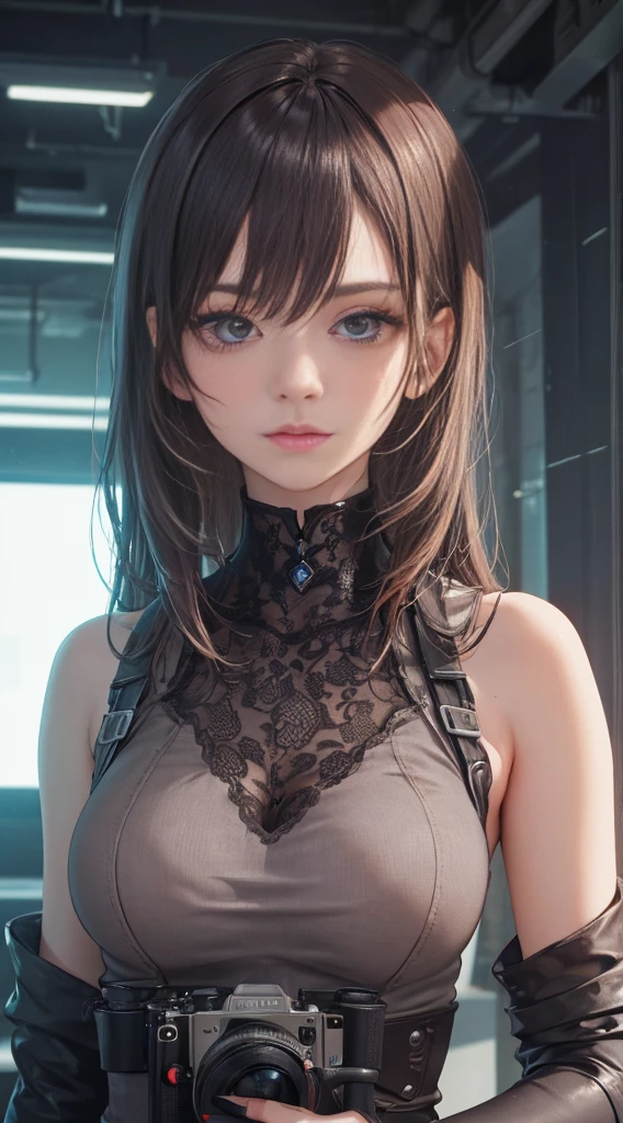 photo of top girl cyberpunk art,gothic art,extremely high quality RAW photograph,detailed background,intricate,Exquisite details and textures,highly detailed,ultra detailed photograph,warm lighting,4k,sharp focus,high resolution,detailed skin,detailed eyes,8k uhd,dslr,high quality,film grain,Full body photo