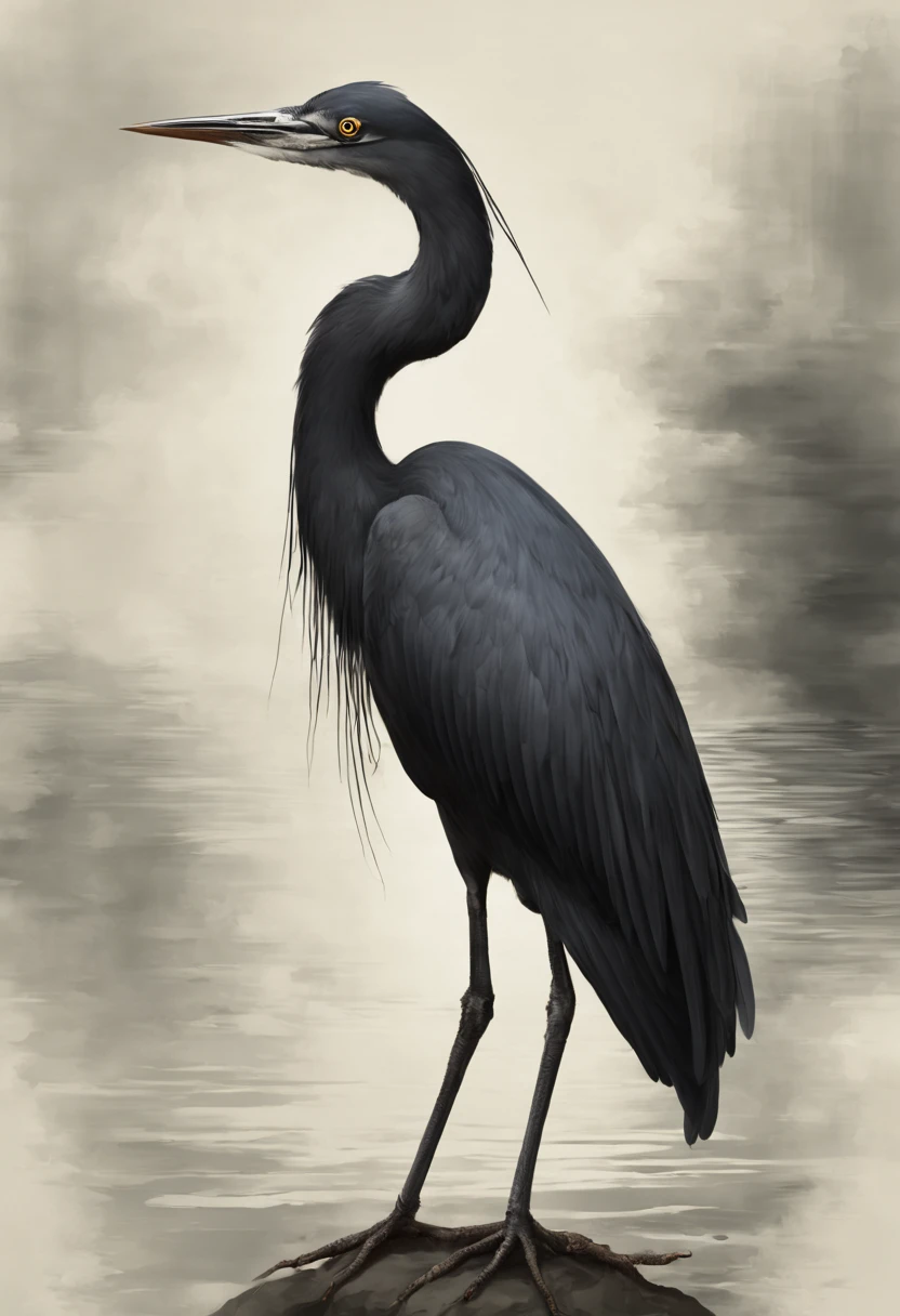 Black Heron, No estilo de arte Low Poli, best quality, master part