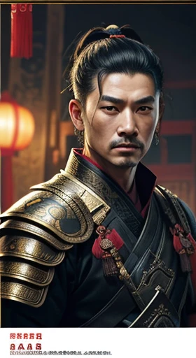 oriental、man in ancient chinese armor、ancient chinese hairstyle man、three kingdom、multiple warlords、top-quality、masterpiece、超A high resolution、(Photorealsitic:1.4)、Cinematic poster