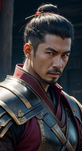 oriental、man in ancient chinese armor、ancient chinese hairstyle man、three kingdom、multiple warlords、top-quality、masterpiece、超A high resolution、(Photorealsitic:1.4)、Cinematic poster