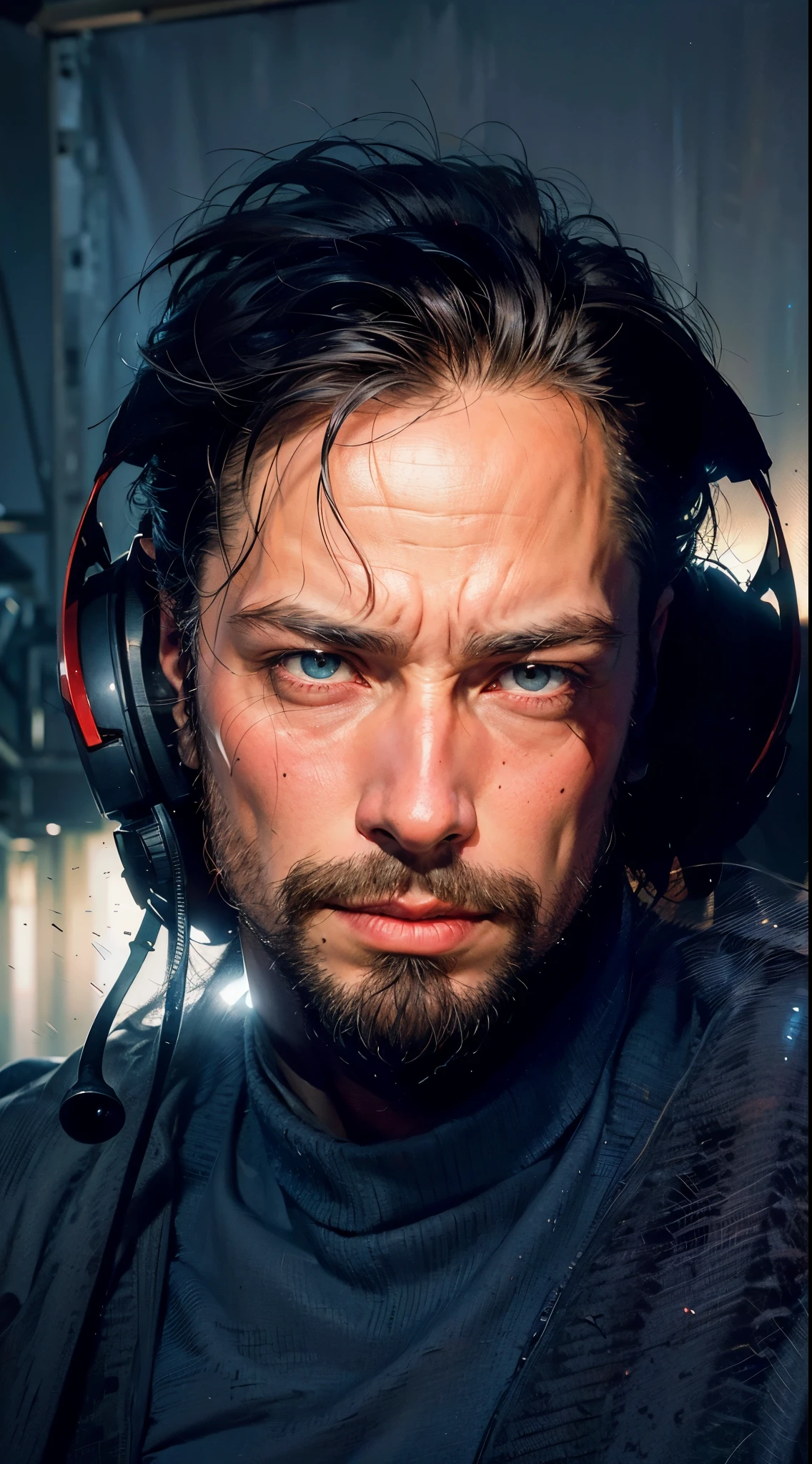 (8k, RAW photo, highest quality),(epic realistic:1.5), 1boy, tough looking guy, handsome man, chiselled jaw, giga chad, caucasian, slick back hair, (smirk), grin, ((bright red eyes)), photorealistvil look), business suit, lovecraft, holding a glass, 1900s, intricate details,cinematic, dark studio,(hdr:1.5),detailed, looking at viewer