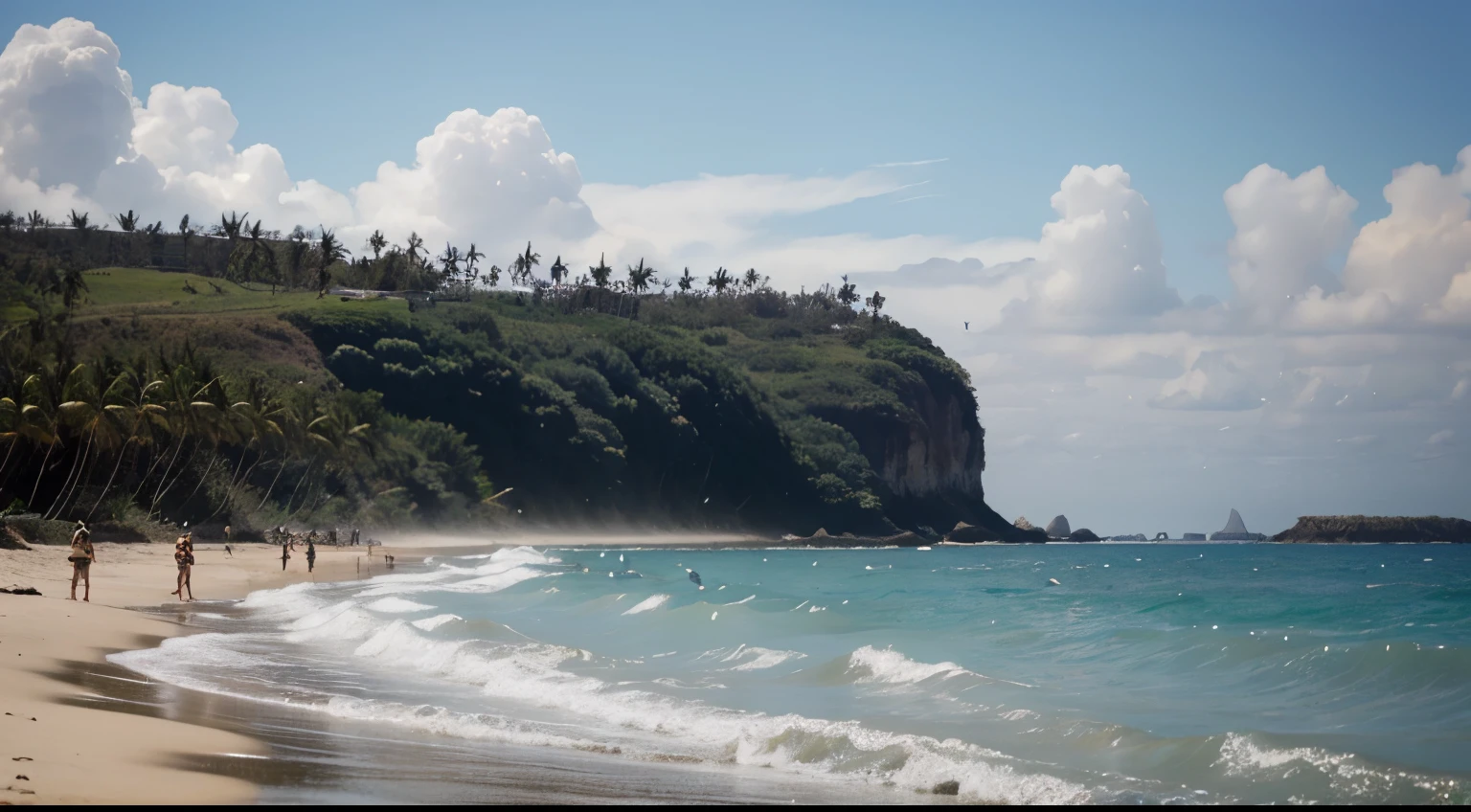 imagem de uma praia em um dia ensolarado, *K, UHD