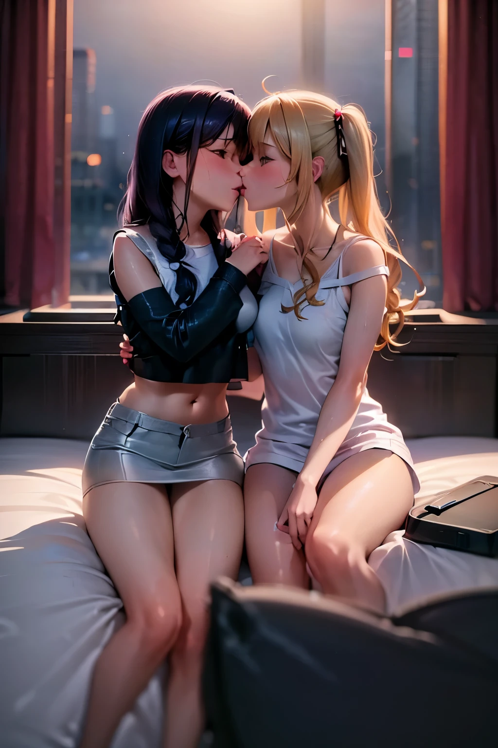 ((David Hamilton:1.37, White and vivid colors))、(Tiny Oppai-Loli Twins:1.37)、{(((Kissing face to face)))|( Full Body:1.2)|Wide Shot}、8K best quality、((Masterpiece:1.2、Photo-realistic:1.4)), { kodachrome | realistic | photorealistic | RAW }、((Detailed KAWAII Face、Detailed glistening ivory skin))、Extremely Detailed、Smooth shading、{Zoom Layer|clear focused}、Soft Lighting with many Follow lights、{Childish|Gigantic Cleavage:1.37}、((school uniform with white tiny panties:1.37))、{Flowers|Flower wreath|ssmile|perplexed|seductiv|Different types of hair colors}、{(Light Particles:1.2)|(Lens Flare)|(Luminescent Particles:0.6)}、{Forest Lakeside|Lakeside Cottage|Before dawn|magic hour|morning glow|foggy}、{ Detail of blood stained delicate crotch | Opened thighs | Whole Body proportions and all limbs are anatomically accurate | no extra limbs | (no extra leg)} .