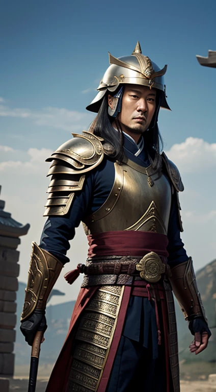oriental、man in ancient chinese armor、ancient chinese helmet man、three kingdom、multiple warlords、top-quality、masterpiece、超A high resolution、(Photorealsitic:1.4)、Cinematic poster