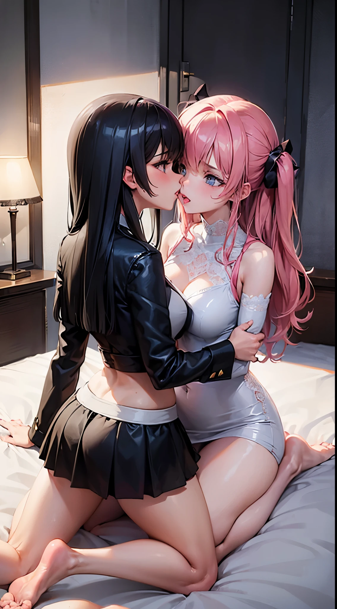 (((2 girls in bed kissing))) a very aggressive girl