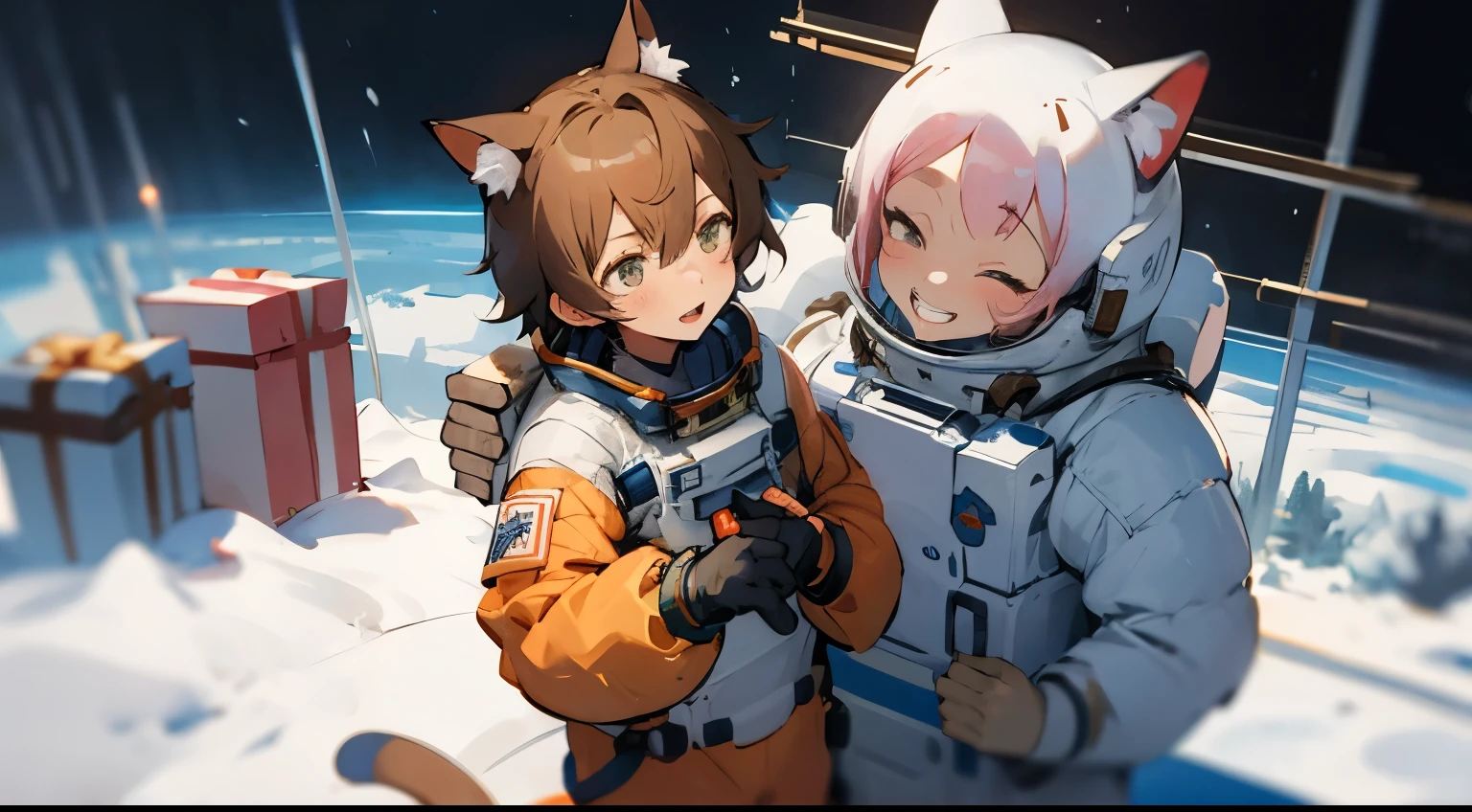 [[A pink-haired的a beauty girl]]，Official artwork，a beauty girl，[[Happy expression]]，[close your eyes and laugh]，grinning smile，mouth open，Leaking teeth laugh，[Leaky teeth laugh]， From the maiden front, From the Ark of Tomorrow,A pink-haired，[[Girl's face]]