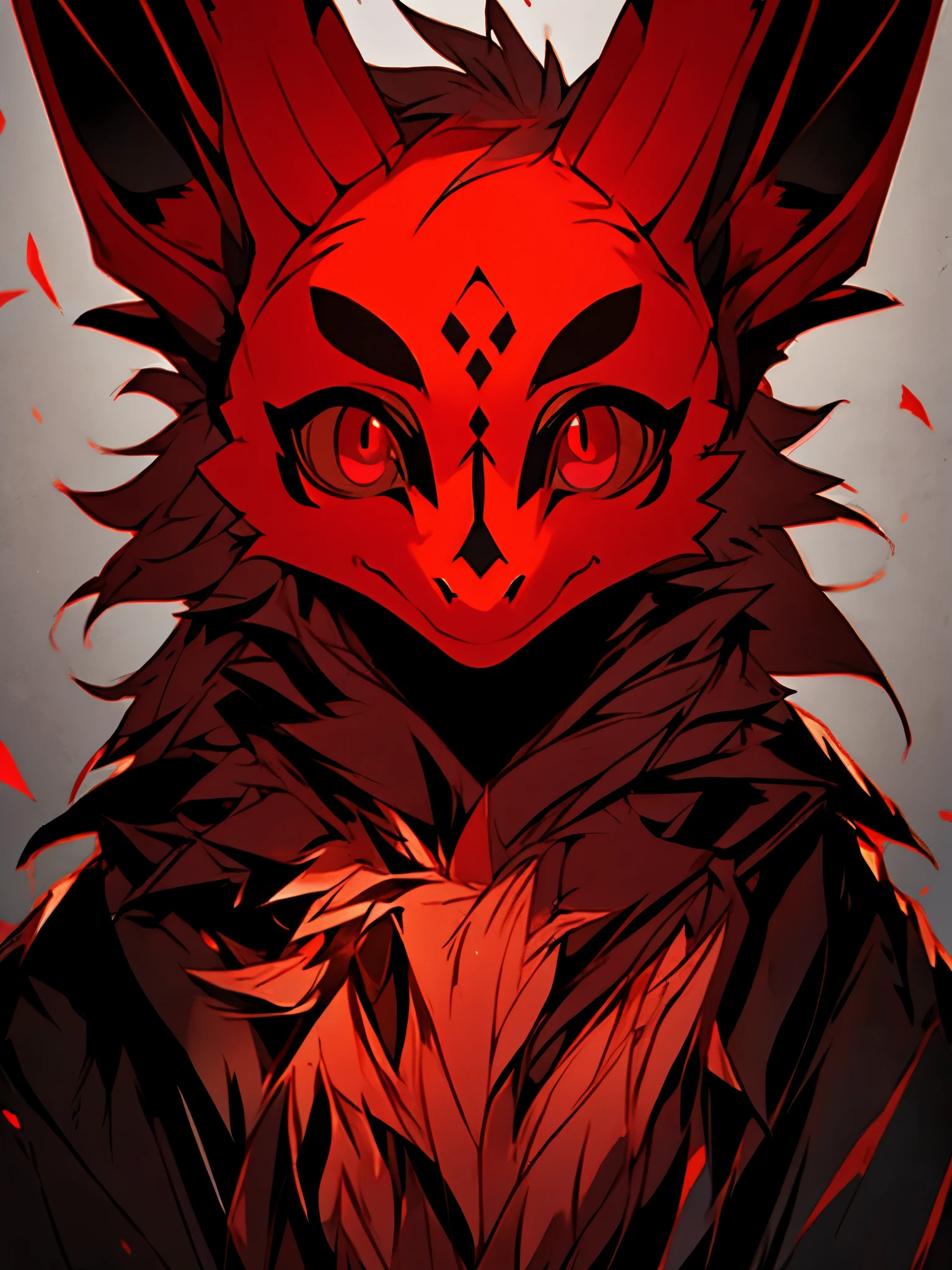 a furry cultist wearing a dragon mask with glowing red eyes looking at viewer