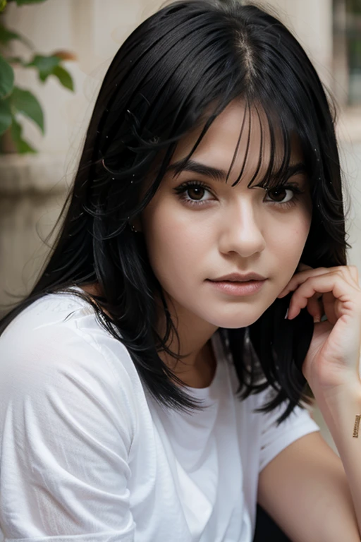 Portrait Photo of a girl with black hair.