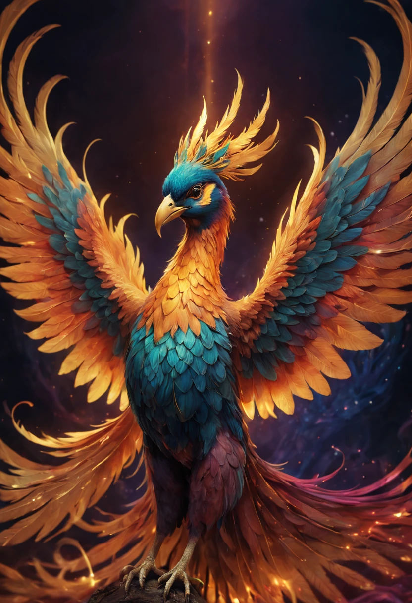 beautiful phoenix, vibrant feathers, fiery wings, majestic creature, elegant posture, mythical beauty, magical aura, glowing eyes, regal crown, celestial backdrop, ethereal glow, radiant colors, divine creature, graceful flight, intricate details, phoenix rising, mythical bird, eternal beauty, symbol of rebirth, enchanting presence, captivating grace, mythical realm, mystical creature, mythical symbolism, powerful energy, awe-inspiring sight, transcendent experience, enchanting melody, mythical legends, timeless elegance, captivating allure, mesmerizing beauty, mythical majesty, legendary creature, sacred bird, resplendent plumage, mythical tales, captivating charm, magnificent spectacle, mythical wonder