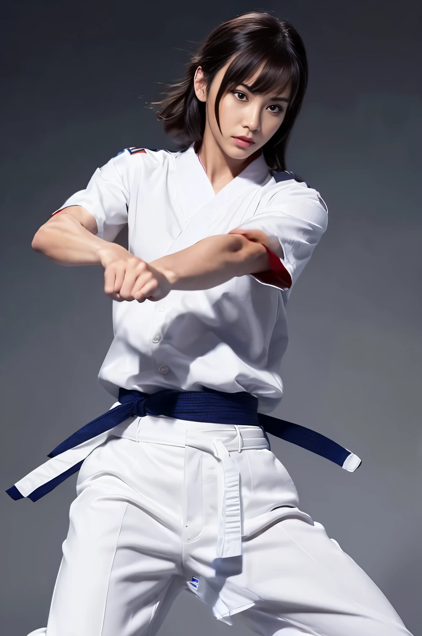 Paint in the natural color of a white karate uniform