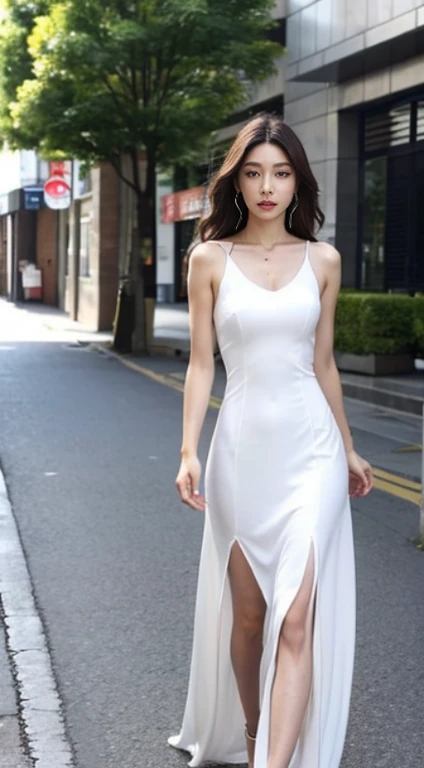 A woman with the same face as last time，４Ｋ、１Man Woman、Slender Abs、Loose wavy styling、Please express it beautifully in every detail..Asian woman in a dress walking down the street, skinTight Dress, sexy dress, Wearing elegant dresses, elegant japanese woman, complex dress, opened dress, wearing a wonderful dress, Tight Dress,wearing braless、My nipples are erect and my clothes stand out.、 luxury dress, translucent  dress, goddess of Japan, sophisticated dress, Beautiful dress, see through dress, wearing a magnificent dress, captivating and enticing、full body Esbian.Attractive position、 Including face and skin texture.，Detailed eyes、Seducting look