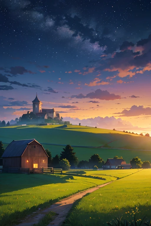 Night view of barn and field path, Anime countryside landscape, anime scene, beautiful anime scenes, Anime landscapes, anime jade camping, anime backgrounds艺术, Today’s recommended anime is still, beautiful anime scenery, Barn in the background, anime backgrounds, night village background, ( ( Xinhai sincerely ) ), anime screenshot