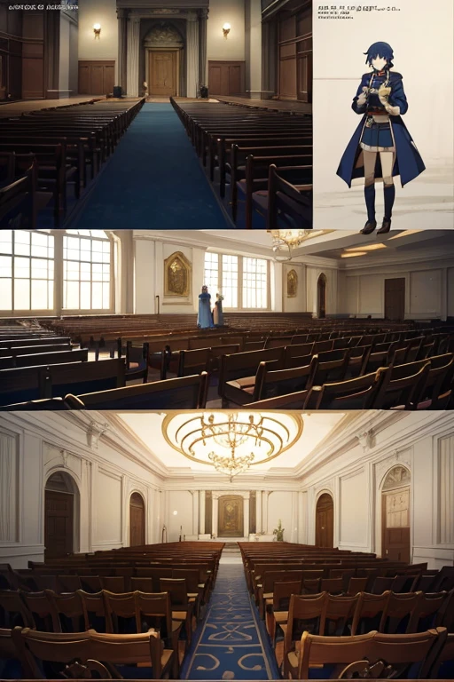 Characters stand in a large room with statues, screenshot from the anime film, anime movie screenshot, Screenshot of the 2012 animation, in the anime film, TV animation stills, Still from anime, Kuro anime screenshots, anime movie scene, Today’s recommended anime is still, anime scene, fire emblem three houses