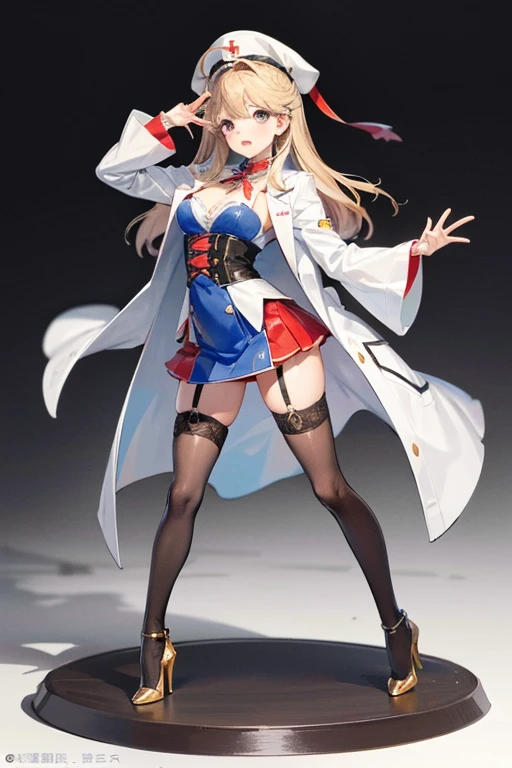 Aiko Katsuragi，a girl doctor，high-heels，motherig chest，Brown garter stockings，anime figure，Manteau blanc