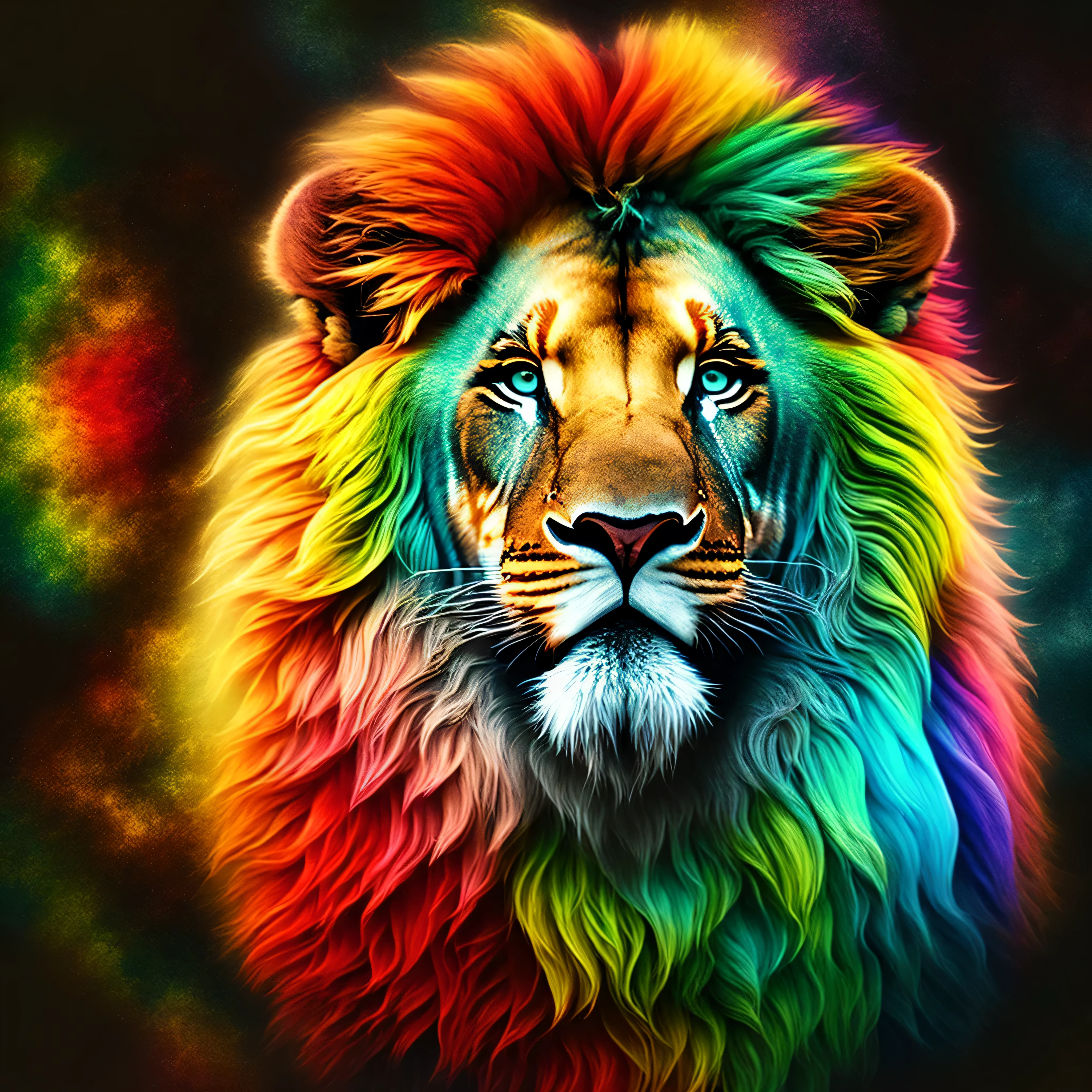 a Rastafarian lion of light in the colors of reggae, super detalhado e colorido, Image with a resolution of at least 300 dpi, 8k UHD