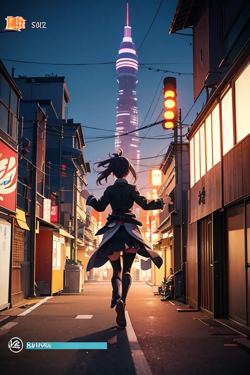 Animated scene of a woman walking on a rooftop at night, the anime girl is running, Tokyo rooftops as background, screenshot from the anime film, anime movie screenshot, TV animation stills, Kuro anime screenshots, Screenshot of the 2012 animation, Tokyo anime anime scenes, Still from anime, redline anime movie style, 2 0 1 9 animation screenshots