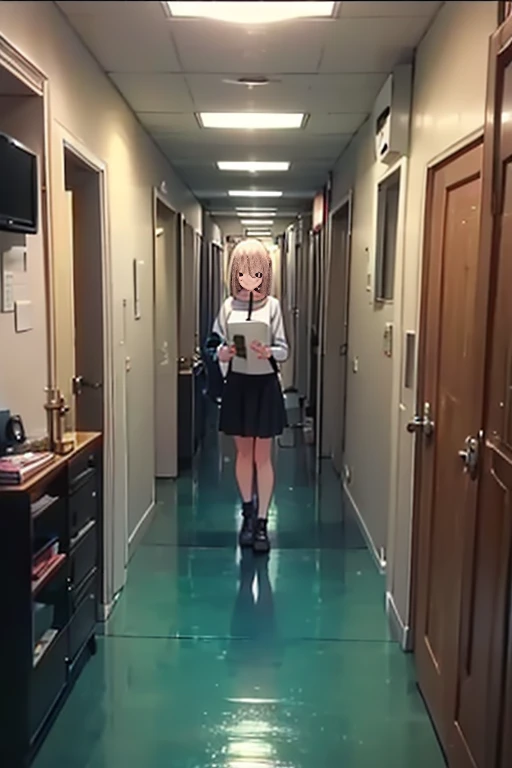 There is a person standing in the corridor，I have a bunch of drawers in my hand, Kuro anime screenshots, anime movie screenshot, still from tv anime, Screenshot of the 2012 animation, Madhouse Studio anime style, anime film still, Anime Stills Anime Style, anime scene, Screenshot of the animated movie, atmospheric anime, anime opening