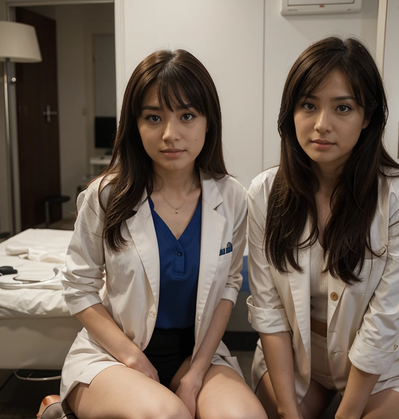 Aiko Katsuragi,Aiko Katsuragi,Medical room,high-heels,Lab coats,stethoscope,,brown hair,,high-heels