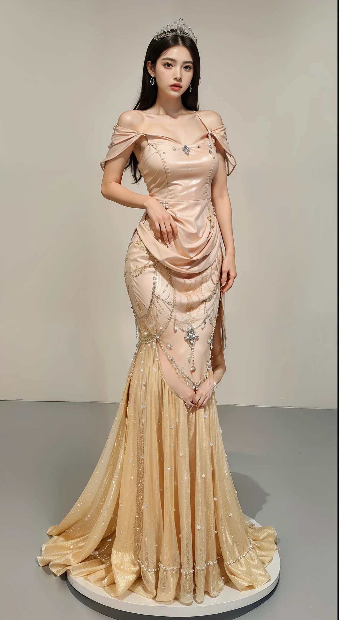 Imperial sister,詳細な目,Detailed facial expressions,Ripe body,Tall figure,Number,legs long,4K,k hd,fleshy feeling,White translucent lace,Fair and plump figure,Nice face,Cherry small mouth,beautiful and delicious(3D royal sister),exquisite dress,Wear crystal gem high heels,Silver cuirass,Gorgeous crystal gemstone dress,Gems and Jewelry,Bejeweled Crown,
