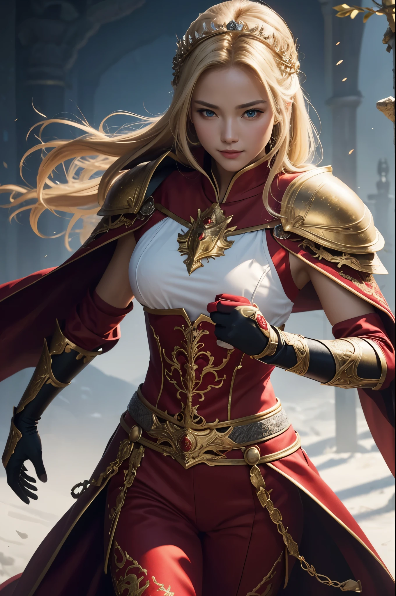 Alafi wears white and gold clothing,There is a pink flower on it, detailed digital anime art, detailed anime art, detailed anime artwork, 8k high quality detailed art, intricate ornate anime cgi style, beautiful armor, sliver ice color reflected armor, anime art wallpaper 4k, anime art wallpaper 4 k, stunning armor, detailed key anime art, anime fantasy artwork
