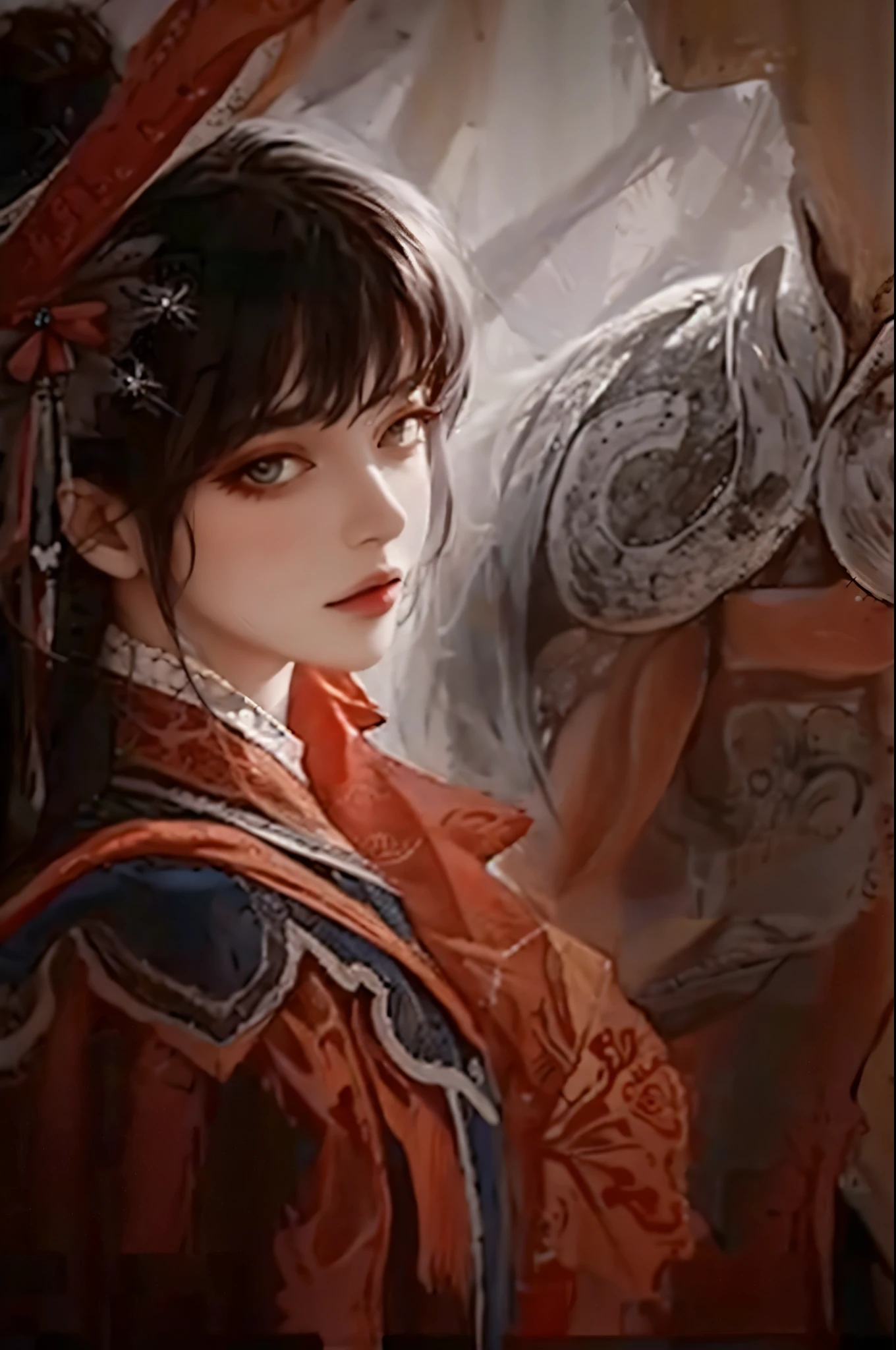 1girl, white hair