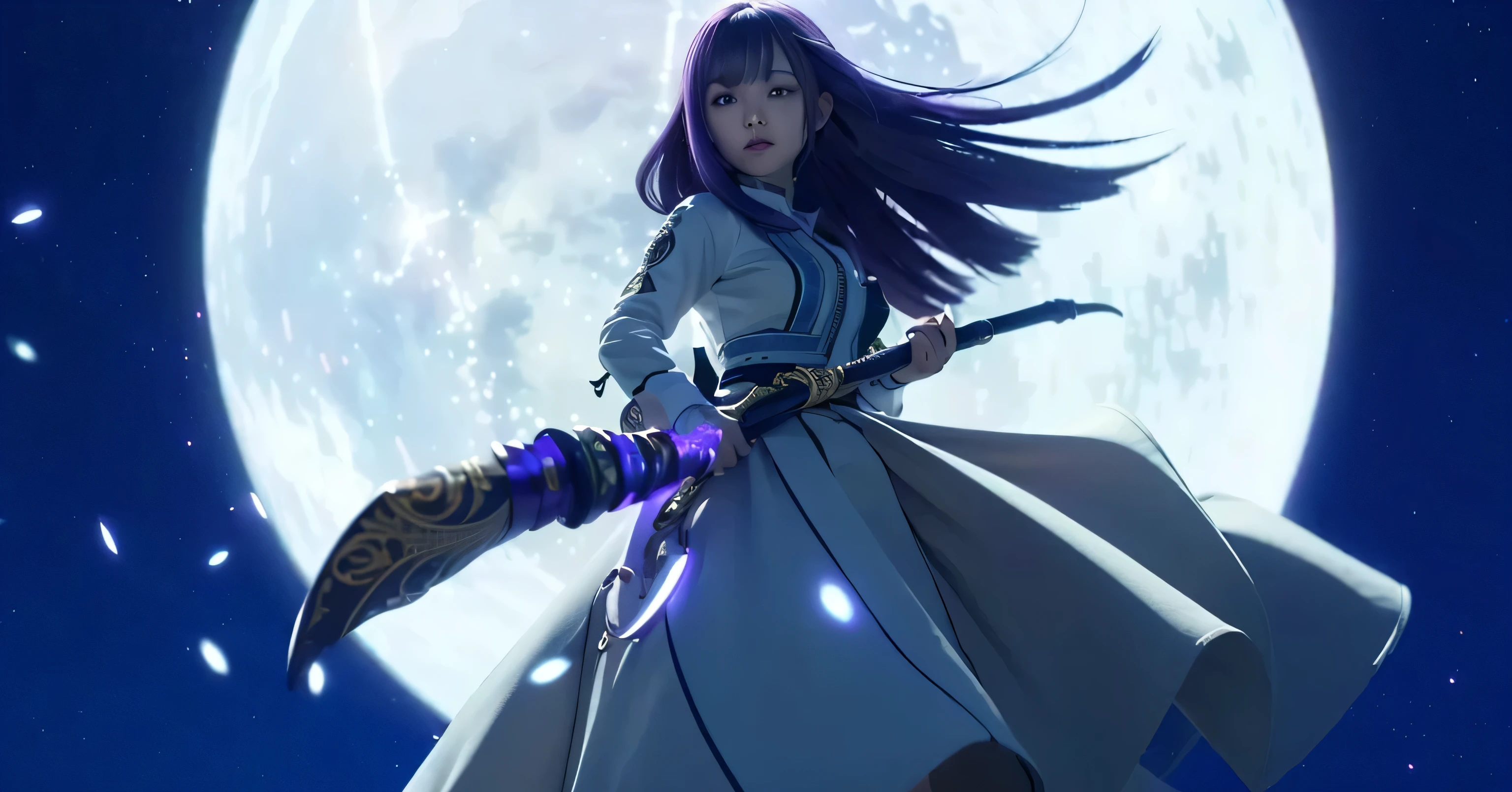 highly detailed cane、Highly detailed scale、deadpan、20yr old、Purple hair、(masutepiece, of the highest quality, Best Quality, Official art, Beautiful and aesthetic:1.2), (girl with), Very detailed clothes, long shapeless hair, (Fractal Art:1.3),Colorful,Highest detail, Cinematic lighting, Night background.