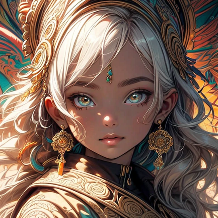 (masterpiece, top quality, best quality, official art, beautiful and aesthetic:1.2), (1girl), extreme detailed,colorful,highest detailed, official art, unity 8k wallpaper, ultra detailed, beautiful and aesthetic, beautiful, masterpiece, best quality, (zentangle, mandala, tangle, entangle) ,holy light,gold foil,gold leaf art,glitter drawing, PerfectNwsjMajic