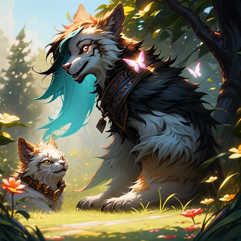 there is a vaca laying down in the grass with butterflies, painting digital adorable, vaca, arte digital detalhada bonito, estilo de pintura wlop, inspired Directed by: Cyril Rolando, por Yang J, arte digital bonito, Directed by: Ryan Yee, arte de fundo, Bovina, Cyril Rolando e Goro Fujita, inspirado no WLOP, Directed by: Cyril Rolando, hearthstone card art