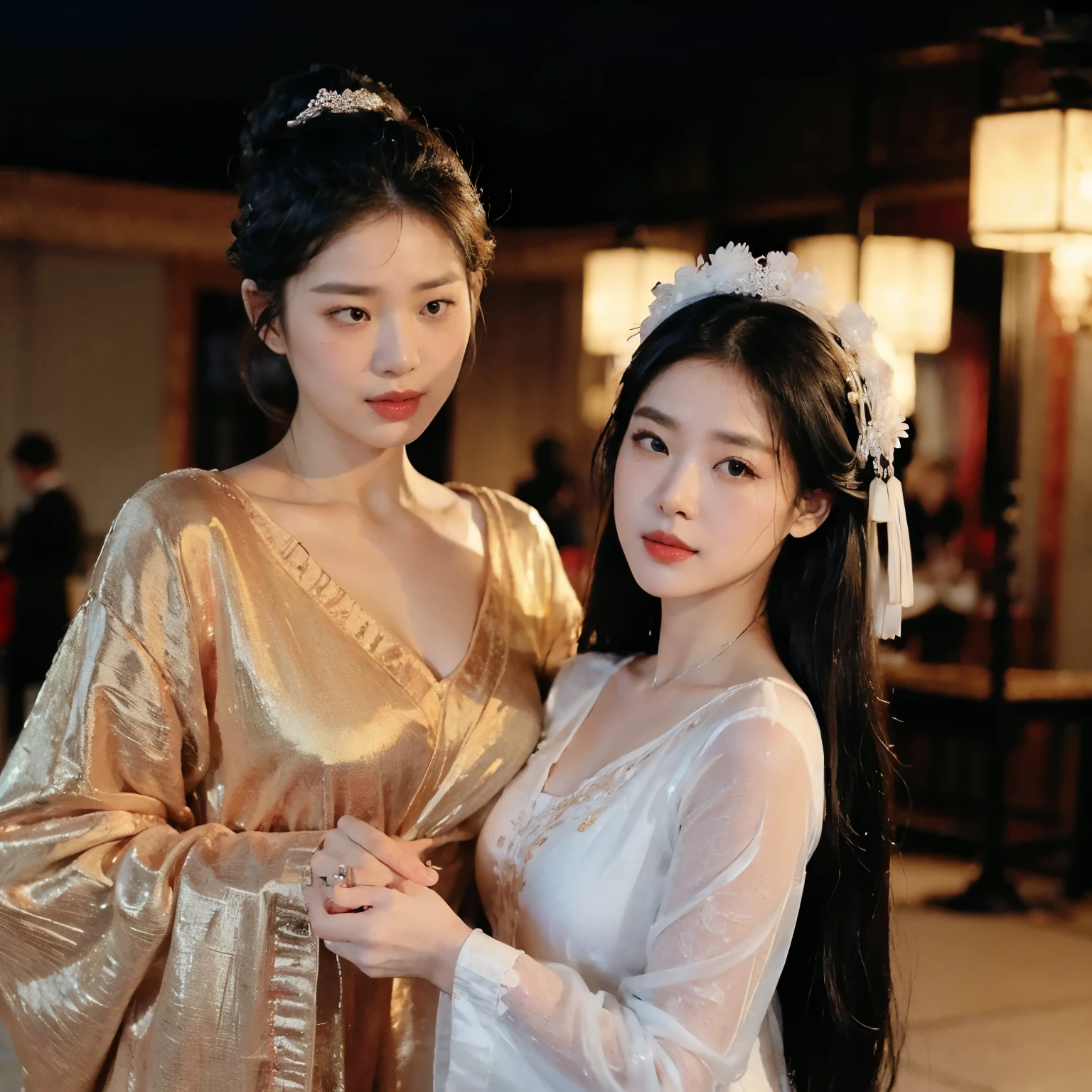 Two opera characters performing &quot;Farewell My Concubine&quot;