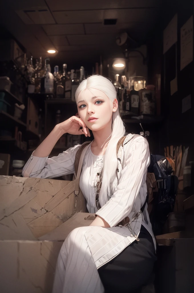 masterpiece,best quality,1girl,upper body,white hair,bright eyes,shirts,