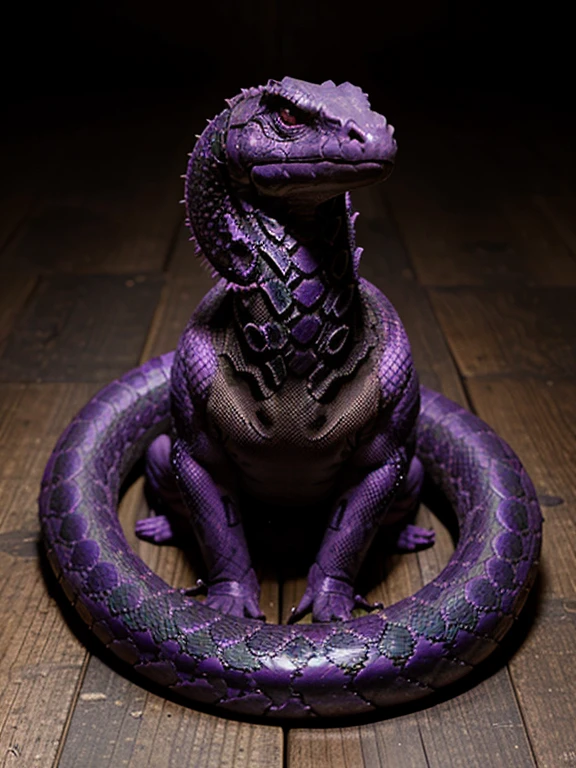 Serpent reptile steampunk réaliste mystérieux entouré de fumée purple vipère yeux rouges bougie