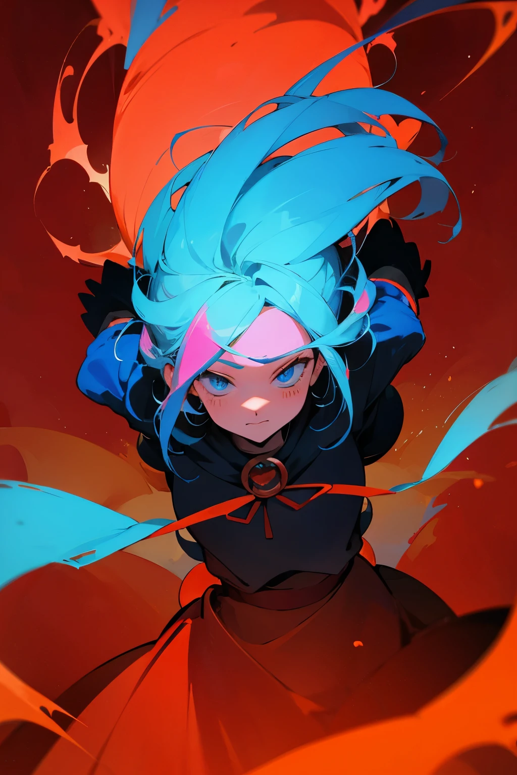 infierno, caotico, pero hermoso, colores rojizos, background, anime