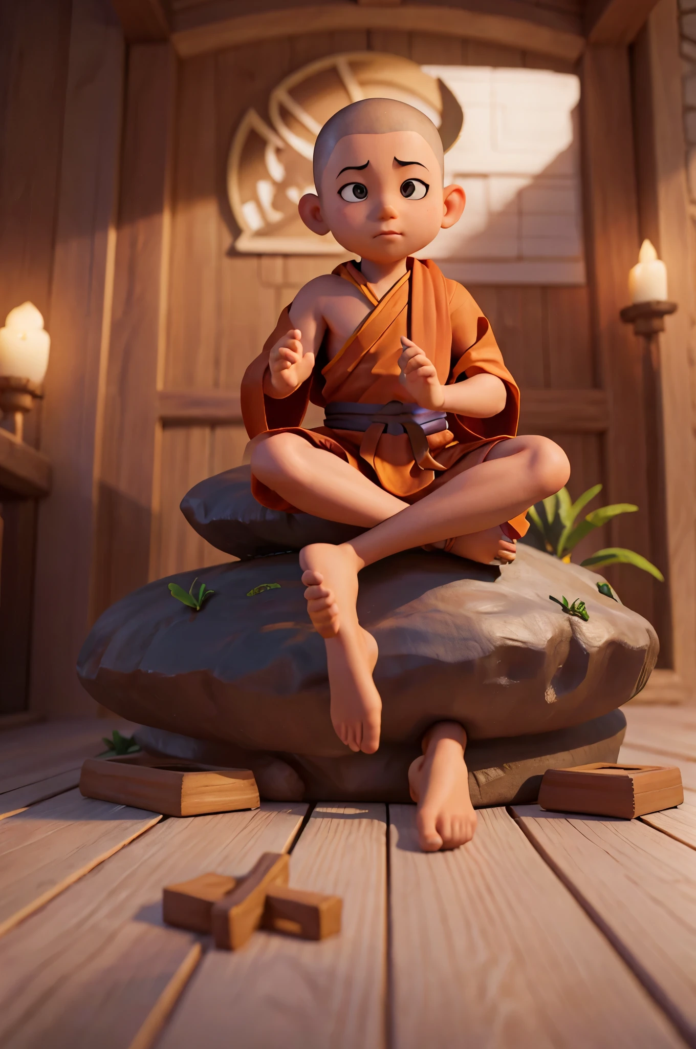  monk sitting cross-legged and meditating, lovely digital painting, Children&#39;s Art Art Station, fantasy matte painting，The content is very detailed, 3 d epic illustrations, 3d 8k render